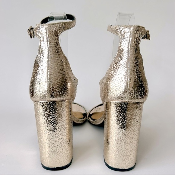 Steve Madden Parrson Metallic Gold Mary Jane Block Heel Pumps Sandals Size 8.5 - Picture 9 of 11